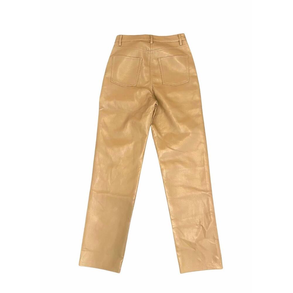 Aritzia Wilfred Leather Pants in Brown Size 4 Zip Fly Straight Leg Pockets - Picture 3 of 3